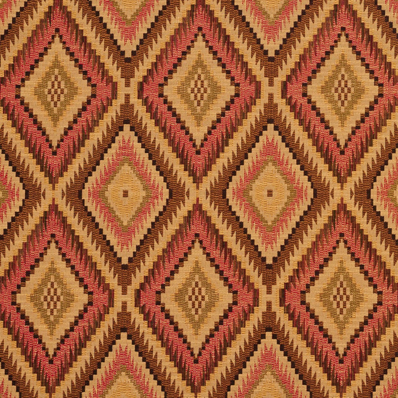 Tiki Tucson - Coral & Peach,Gold & Yellow Abstract & Geometric,Global,Southwestern Upholstery Fabric 54 Inches"